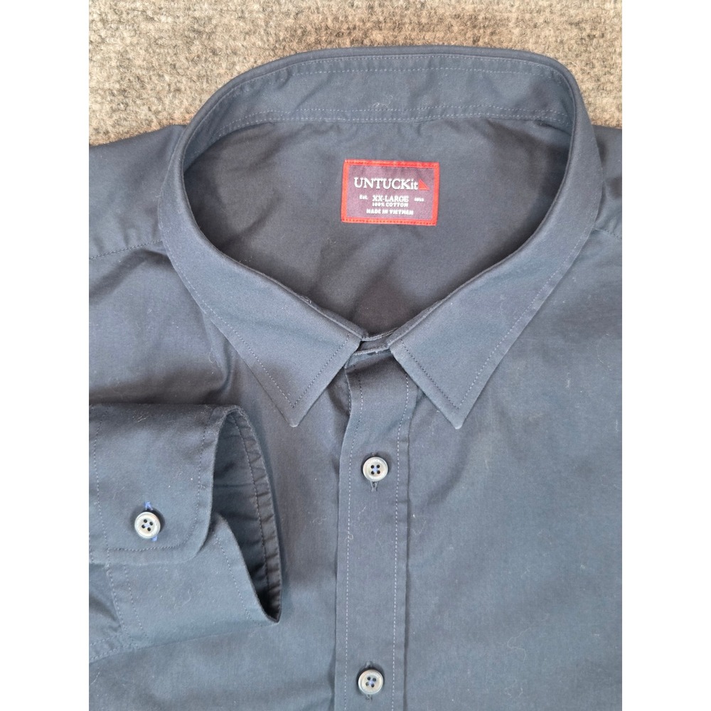 UNTUCKit Shirt Mens XXL Navy Blue Long Sleeve Button Down 100% Cotton